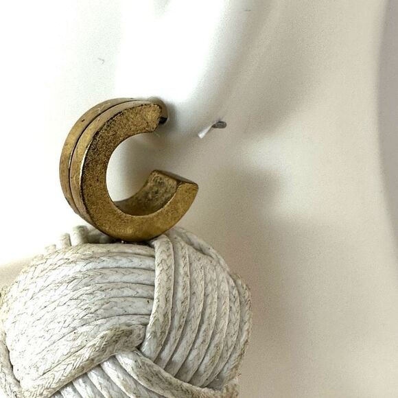 J.Crew hoop knotted wood bead statement earrings - Picture 8 of 12